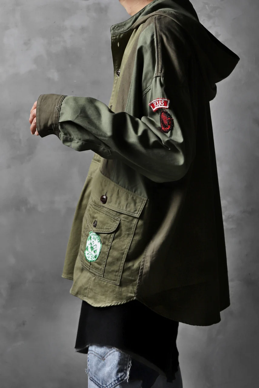 CHANGES VINTAGE REMAKE MILITARY HOODIE SHIRT-PARKA (KHAKI #B) - Image 21