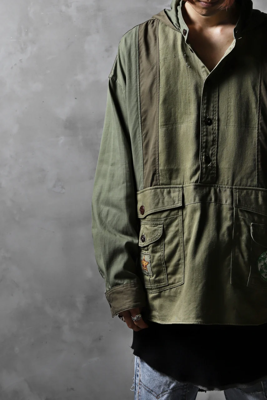 CHANGES VINTAGE REMAKE MILITARY HOODIE SHIRT-PARKA (KHAKI #B) - Image 22