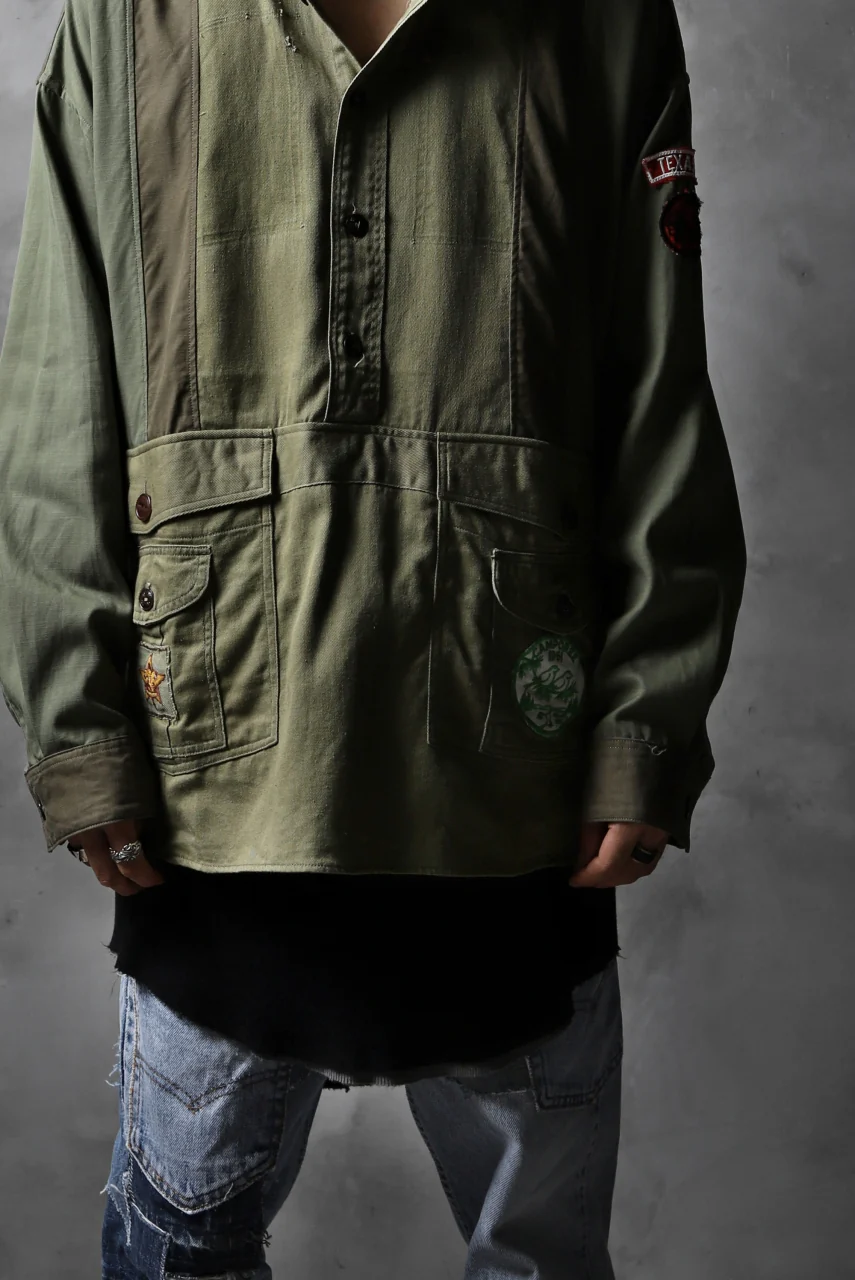 CHANGES VINTAGE REMAKE MILITARY HOODIE SHIRT-PARKA (KHAKI #B) - Image 23