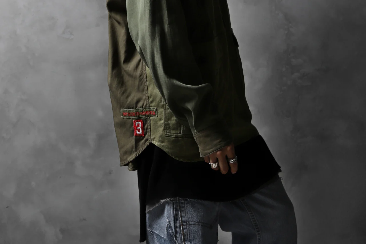 CHANGES VINTAGE REMAKE MILITARY HOODIE SHIRT-PARKA (KHAKI #B) - Image 28