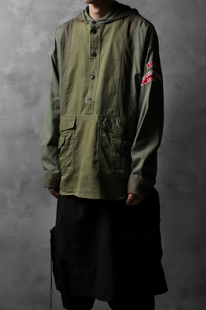CHANGES VINTAGE REMAKE MILITARY HOODIE SHIRT-PARKA (KHAKI #C) - Image 10
