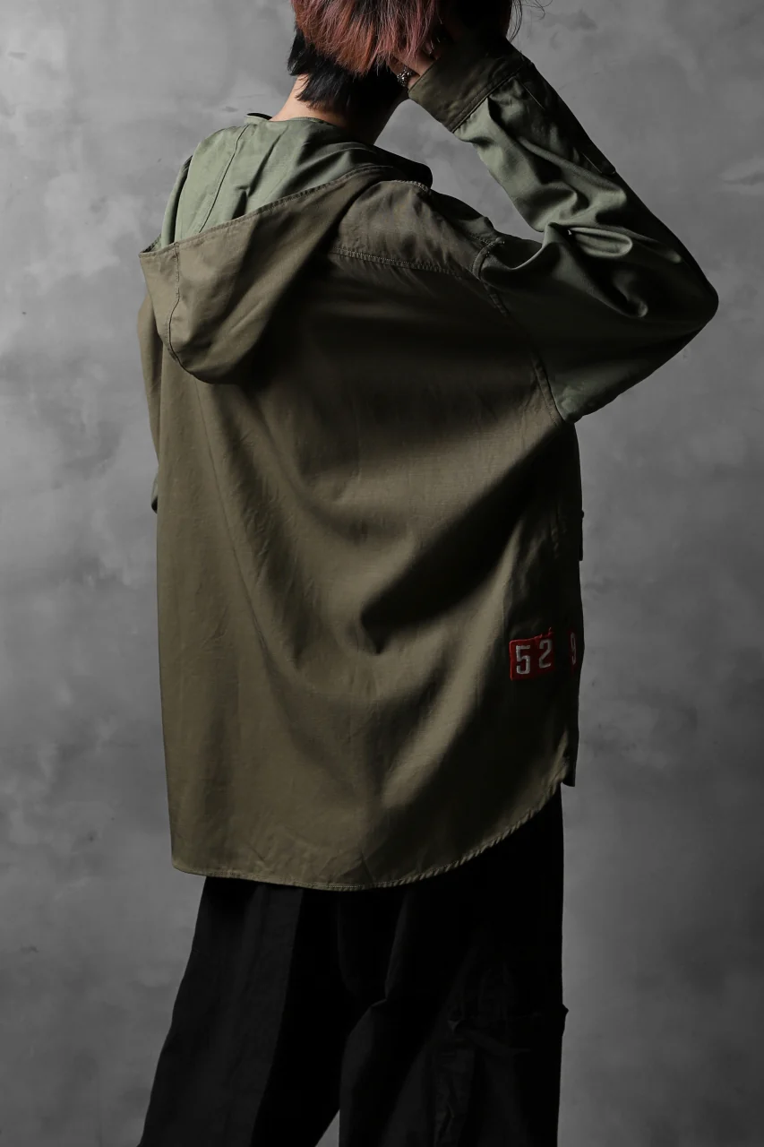 CHANGES VINTAGE REMAKE MILITARY HOODIE SHIRT-PARKA (KHAKI #C) - Image 15