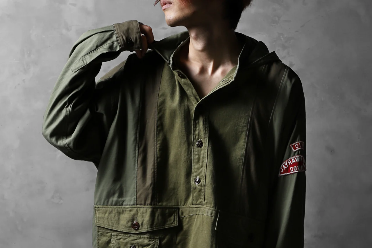 CHANGES VINTAGE REMAKE MILITARY HOODIE SHIRT-PARKA (KHAKI #C) - Image 31