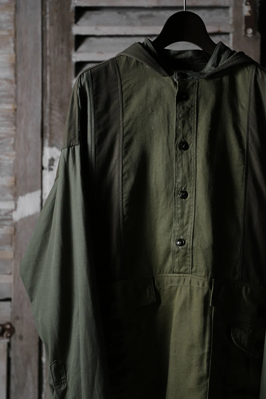 CHANGES VINTAGE REMAKE MILITARY HOODIE SHIRT-PARKA (KHAKI #C) - Image 4