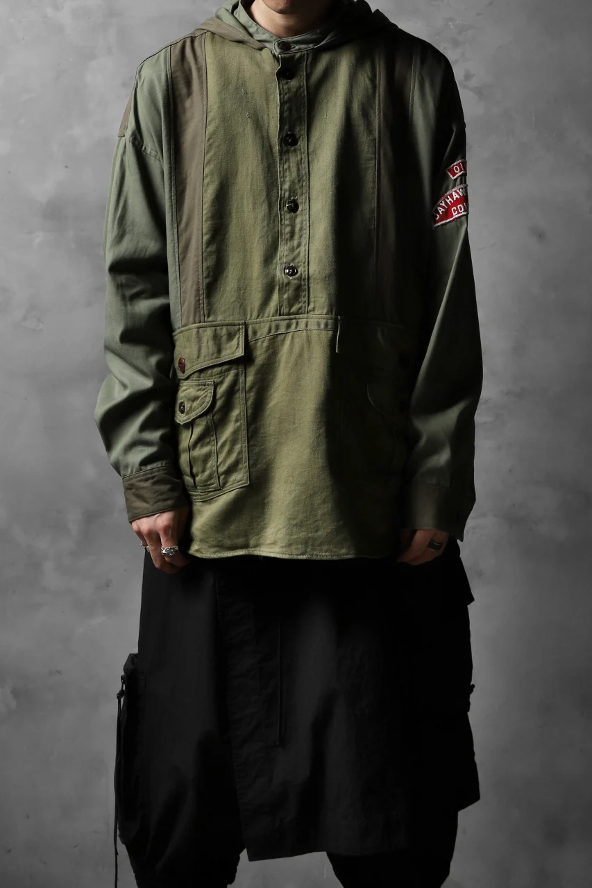 CHANGES VINTAGE REMAKE MILITARY HOODIE SHIRT-PARKA (KHAKI #C) - Image 9