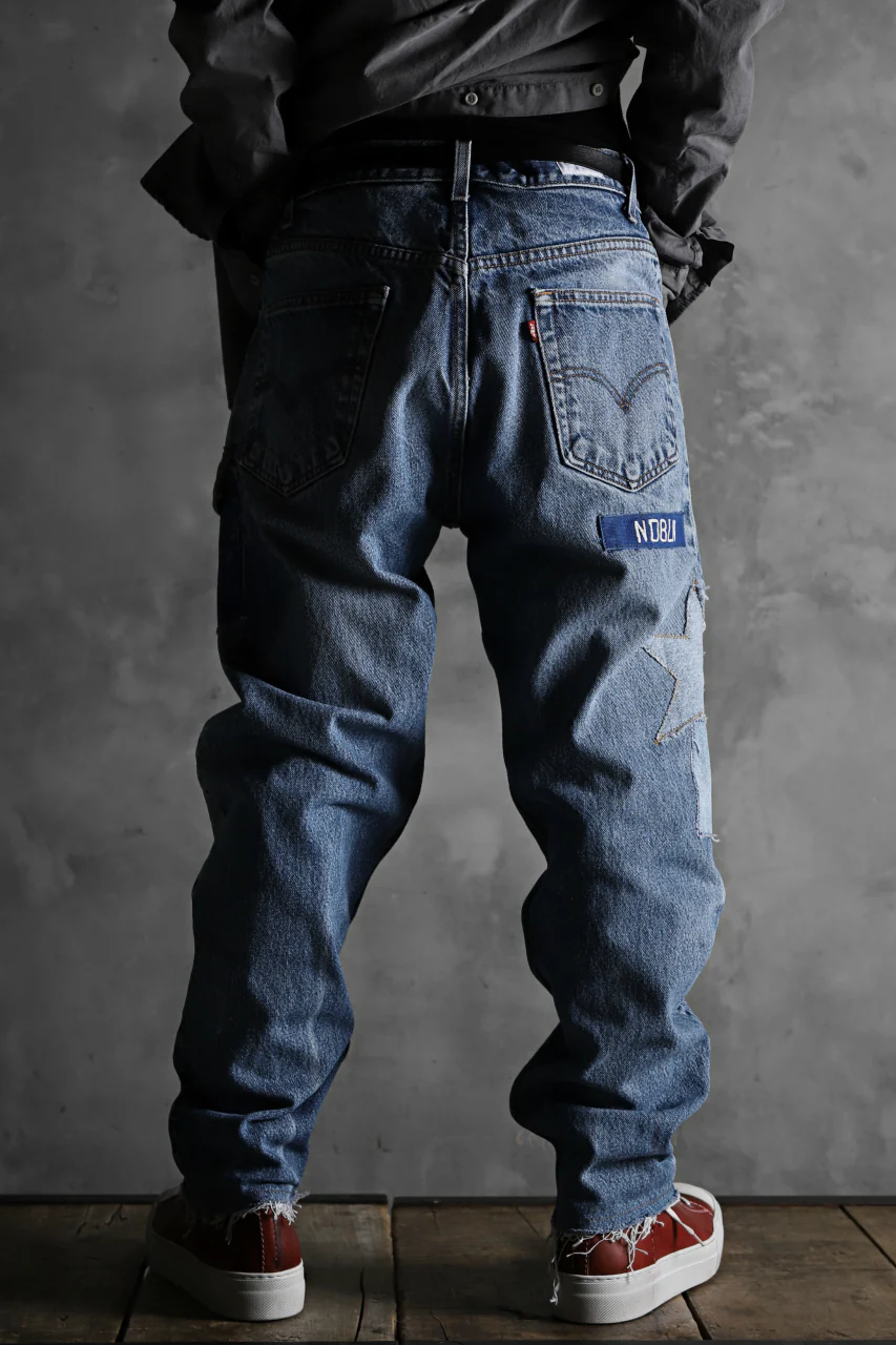 CHANGES VINTAGE REMAKE PATCHWORK DENIM TAPERED PANTS / VINTAGE DENIM (INDIGO #A) - Image 13