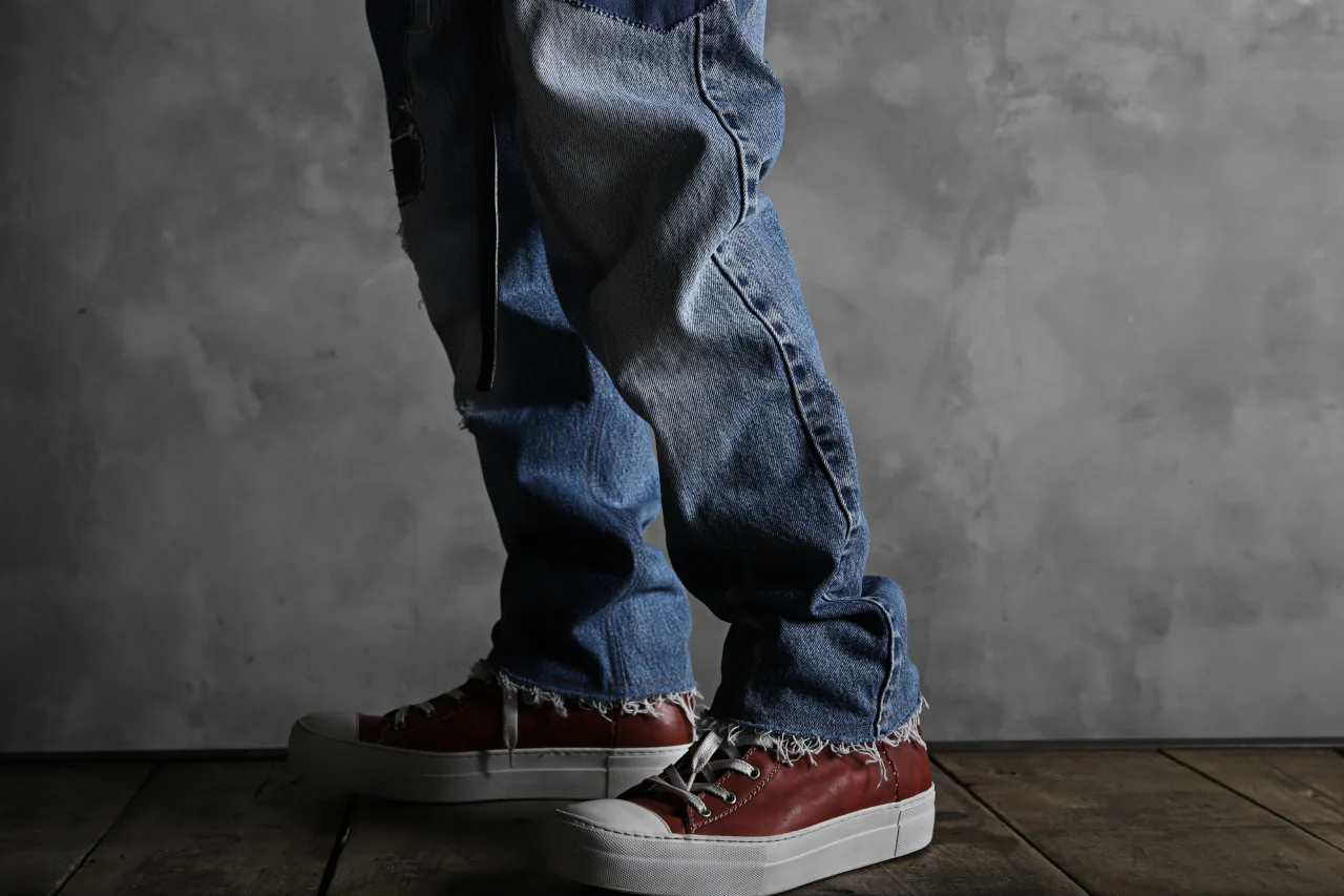 CHANGES VINTAGE REMAKE PATCHWORK DENIM TAPERED PANTS / VINTAGE DENIM (INDIGO #A) - Image 19