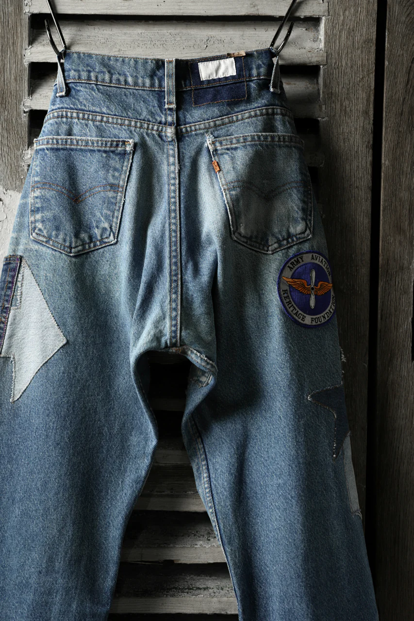 CHANGES VINTAGE REMAKE PATCHWORK DENIM TAPERED PANTS / VINTAGE DENIM (INDIGO #B) - Image 10
