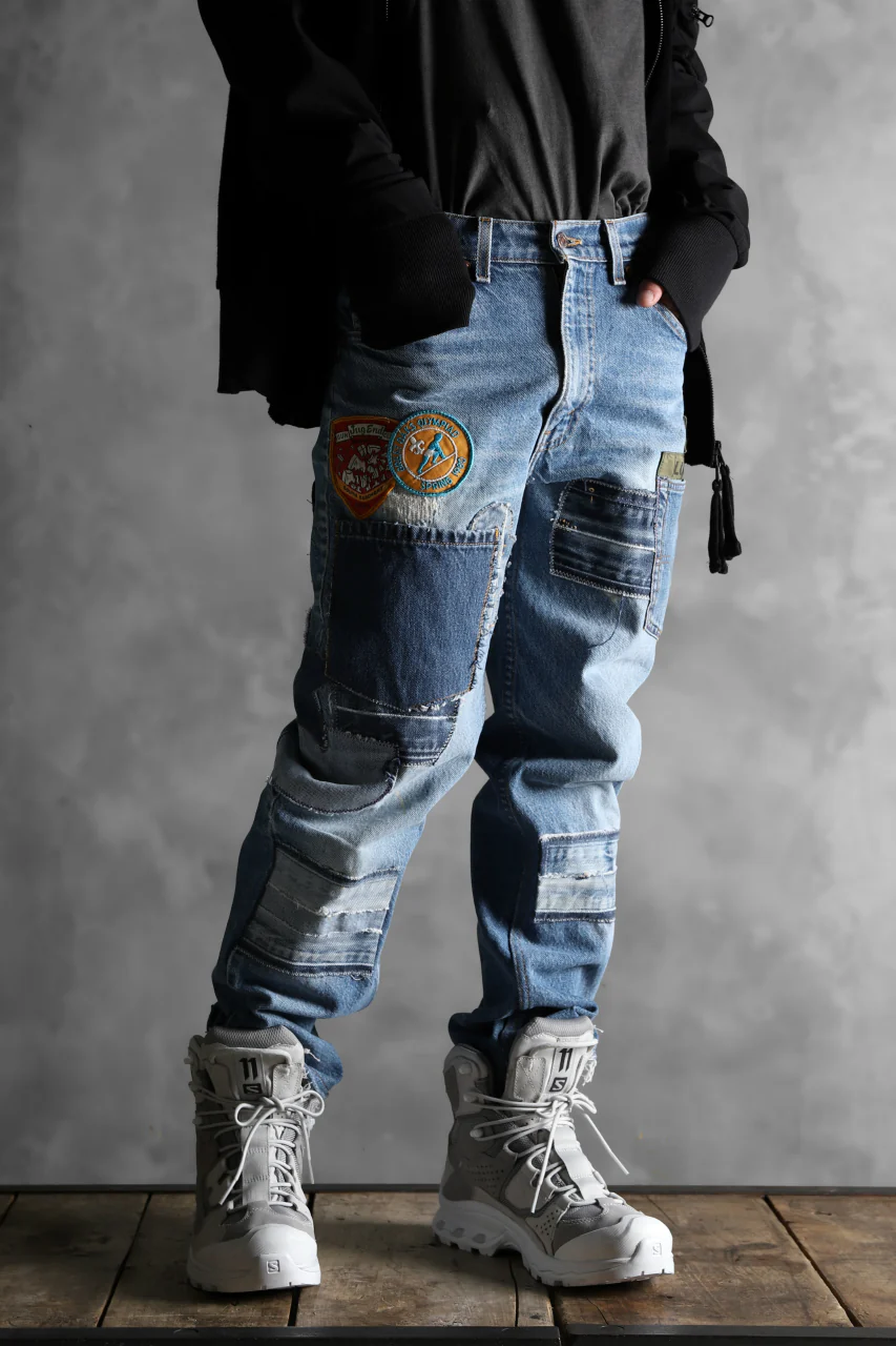 CHANGES VINTAGE REMAKE PATCHWORK DENIM TAPERED PANTS / VINTAGE DENIM (INDIGO #B) - Image 14