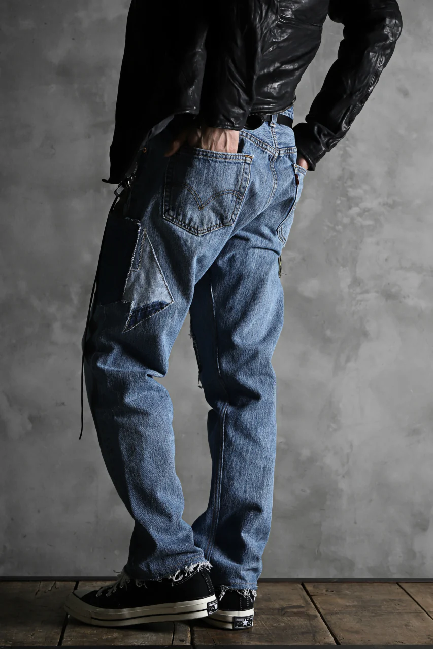 CHANGES VINTAGE REMAKE PATCHWORK DENIM TAPERED PANTS / VINTAGE DENIM (INDIGO #C) - Image 15