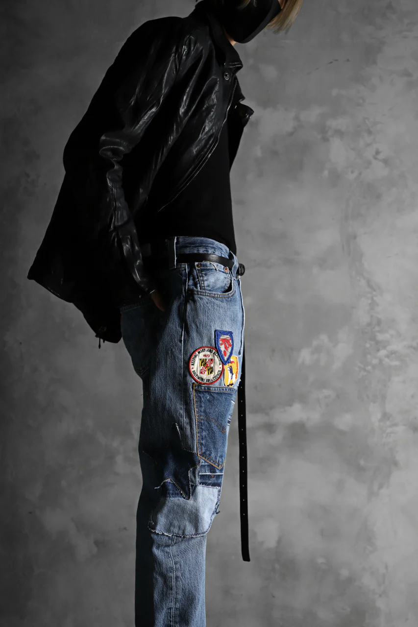 CHANGES VINTAGE REMAKE PATCHWORK DENIM TAPERED PANTS / VINTAGE DENIM (INDIGO #C) - Image 17