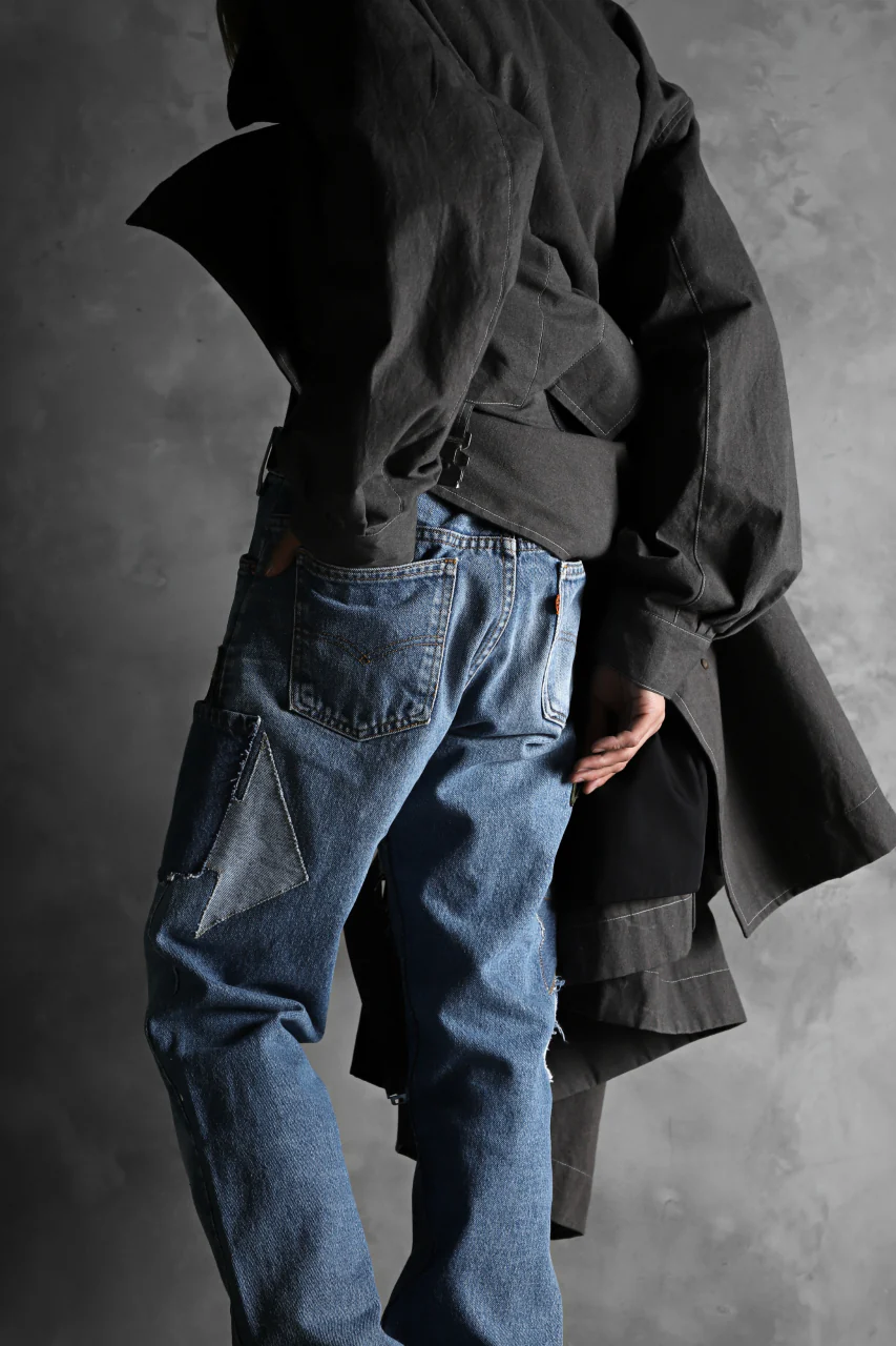 CHANGES VINTAGE REMAKE PATCHWORK DENIM TAPERED PANTS / VINTAGE DENIM (INDIGO #C) - Image 18