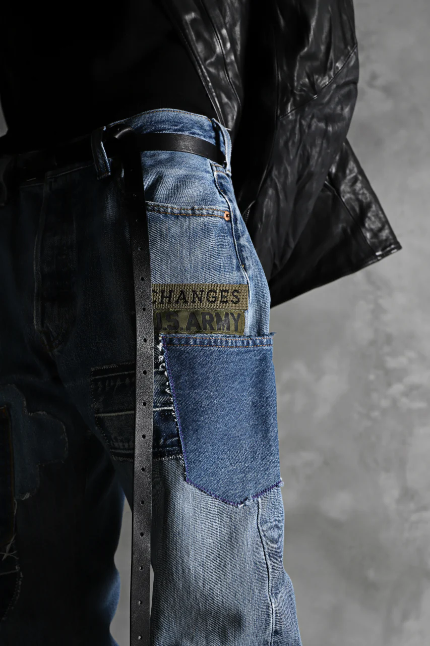 CHANGES VINTAGE REMAKE PATCHWORK DENIM TAPERED PANTS / VINTAGE DENIM (INDIGO #C) - Image 19
