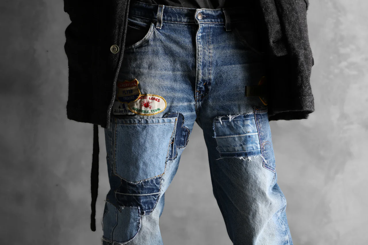 CHANGES VINTAGE REMAKE PATCHWORK DENIM TAPERED PANTS / VINTAGE DENIM (INDIGO #D) - Image 17