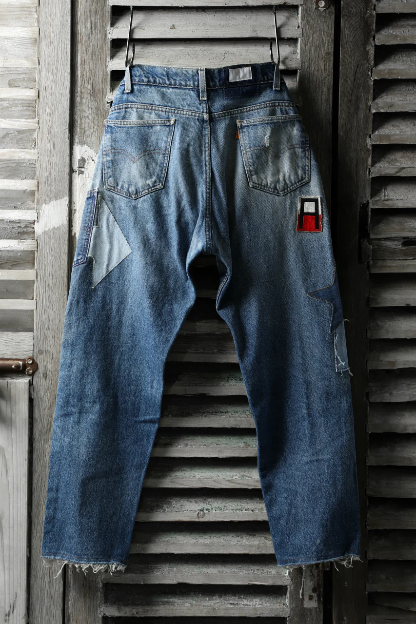 CHANGES VINTAGE REMAKE PATCHWORK DENIM TAPERED PANTS / VINTAGE DENIM (INDIGO #D) - Image 2