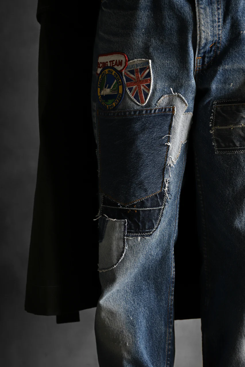 CHANGES VINTAGE REMAKE PATCHWORK DENIM TAPERED PANTS / VINTAGE DENIM (INDIGO #E) - Image 14