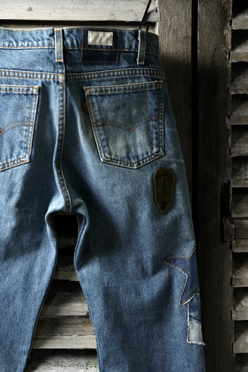 CHANGES VINTAGE REMAKE PATCHWORK DENIM TAPERED PANTS / VINTAGE DENIM (INDIGO #E) - Image 8