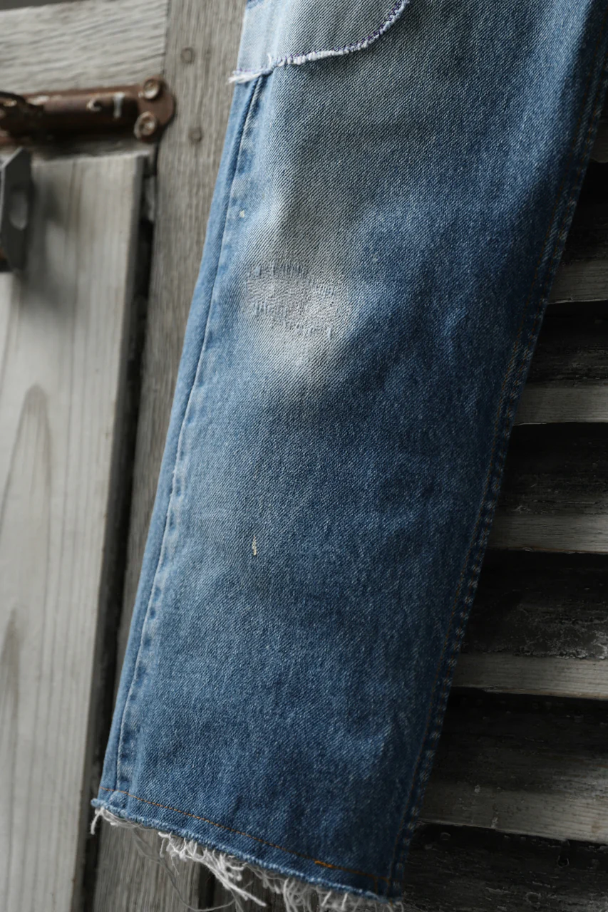CHANGES VINTAGE REMAKE PATCHWORK DENIM TAPERED PANTS / VINTAGE DENIM (INDIGO #E) - Image 9