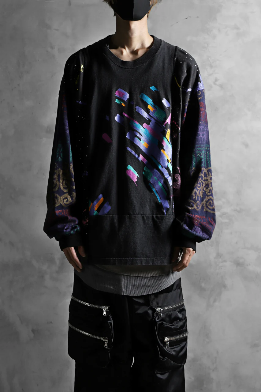 CHANGES VINTAGE REMAKE QUARTET PANEL LONG SLEEVE TEE (MULTI BLACK #A) - Image 13