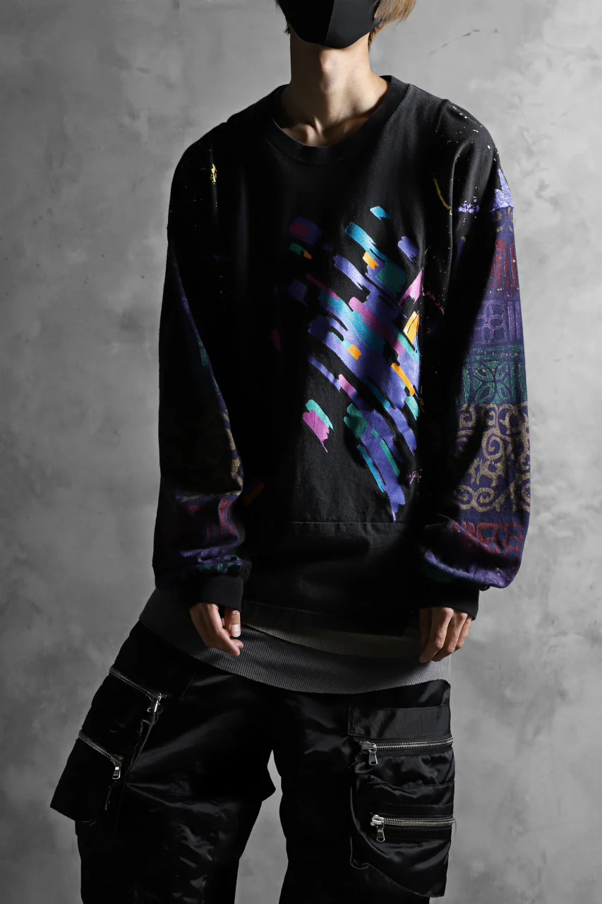 CHANGES VINTAGE REMAKE QUARTET PANEL LONG SLEEVE TEE (MULTI BLACK #A) - Image 14
