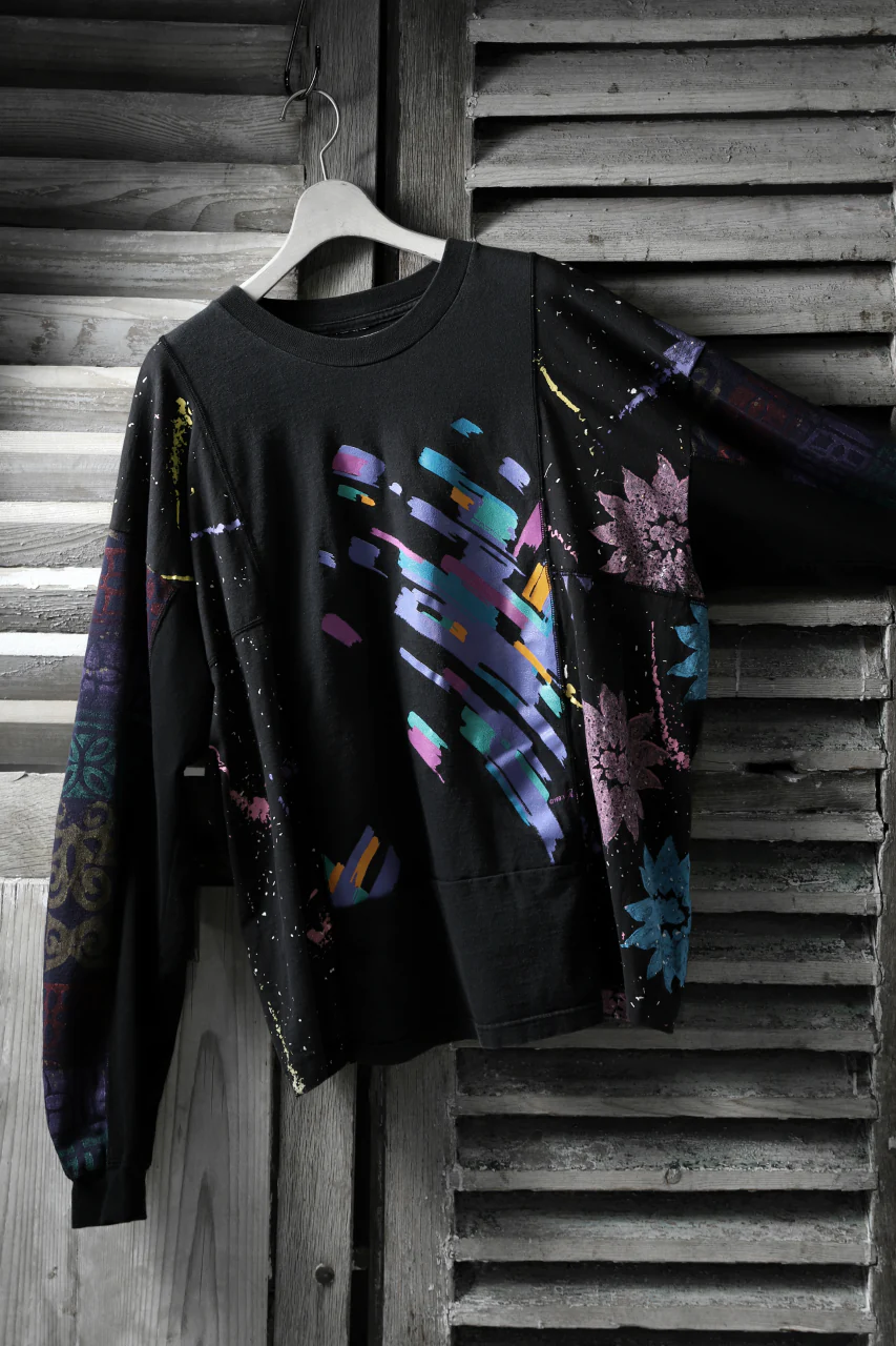 CHANGES VINTAGE REMAKE QUARTET PANEL LONG SLEEVE TEE (MULTI BLACK #A) - Image 4