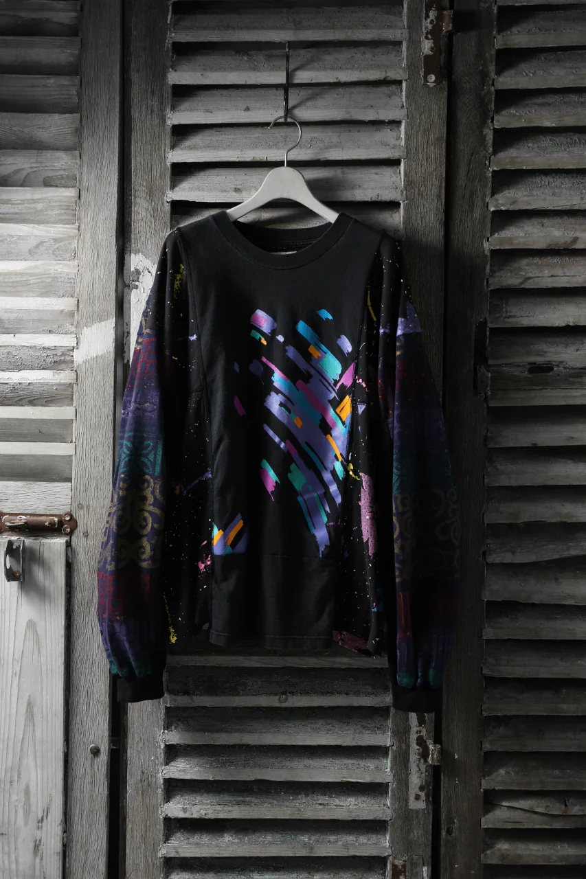 CHANGES VINTAGE REMAKE QUARTET PANEL LONG SLEEVE TEE (MULTI BLACK #A) - Image 5