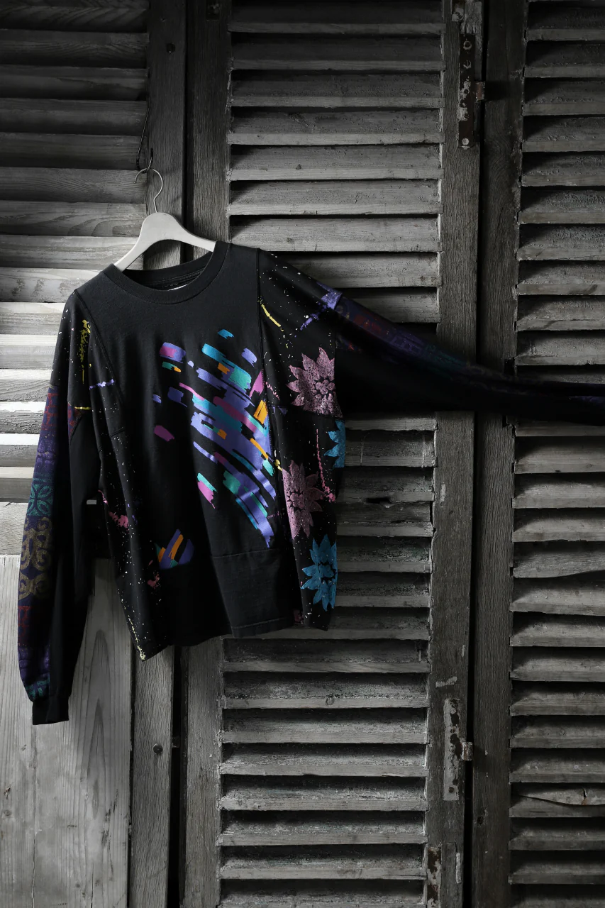 CHANGES VINTAGE REMAKE QUARTET PANEL LONG SLEEVE TEE (MULTI BLACK #A) - Image 6