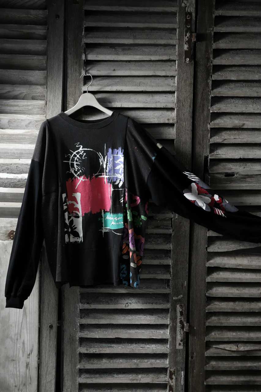 CHANGES VINTAGE REMAKE QUARTET PANEL LONG SLEEVE TEE (MULTI BLACK #B) - Image 5