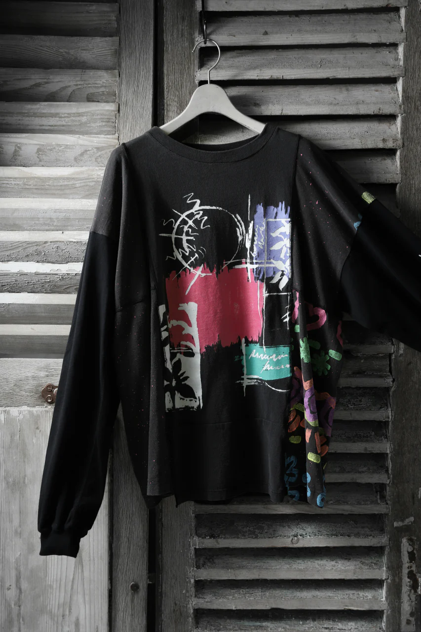 CHANGES VINTAGE REMAKE QUARTET PANEL LONG SLEEVE TEE (MULTI BLACK #B) - Image 6