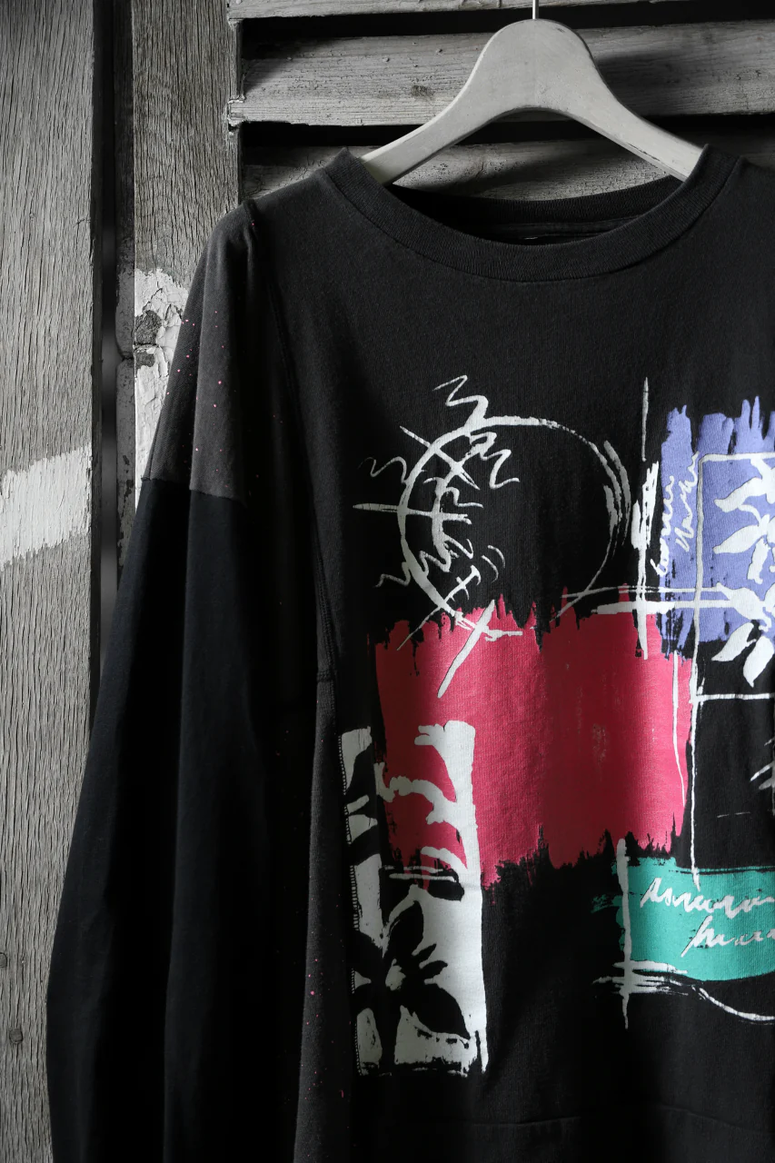CHANGES VINTAGE REMAKE QUARTET PANEL LONG SLEEVE TEE (MULTI BLACK #B) - Image 8