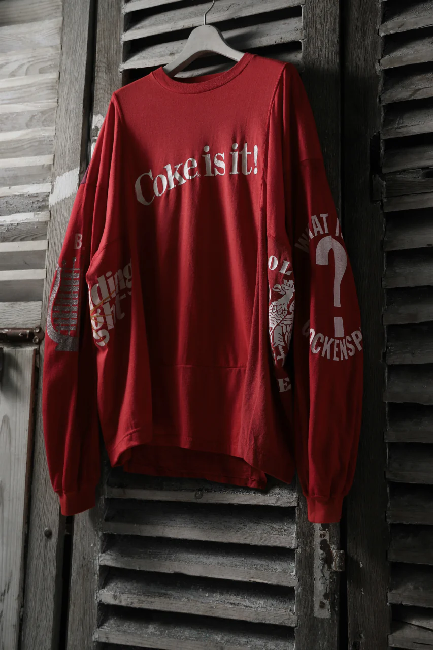 CHANGES VINTAGE REMAKE QUARTET PANEL LONG SLEEVE TEE (RED #Coke) - Image 2