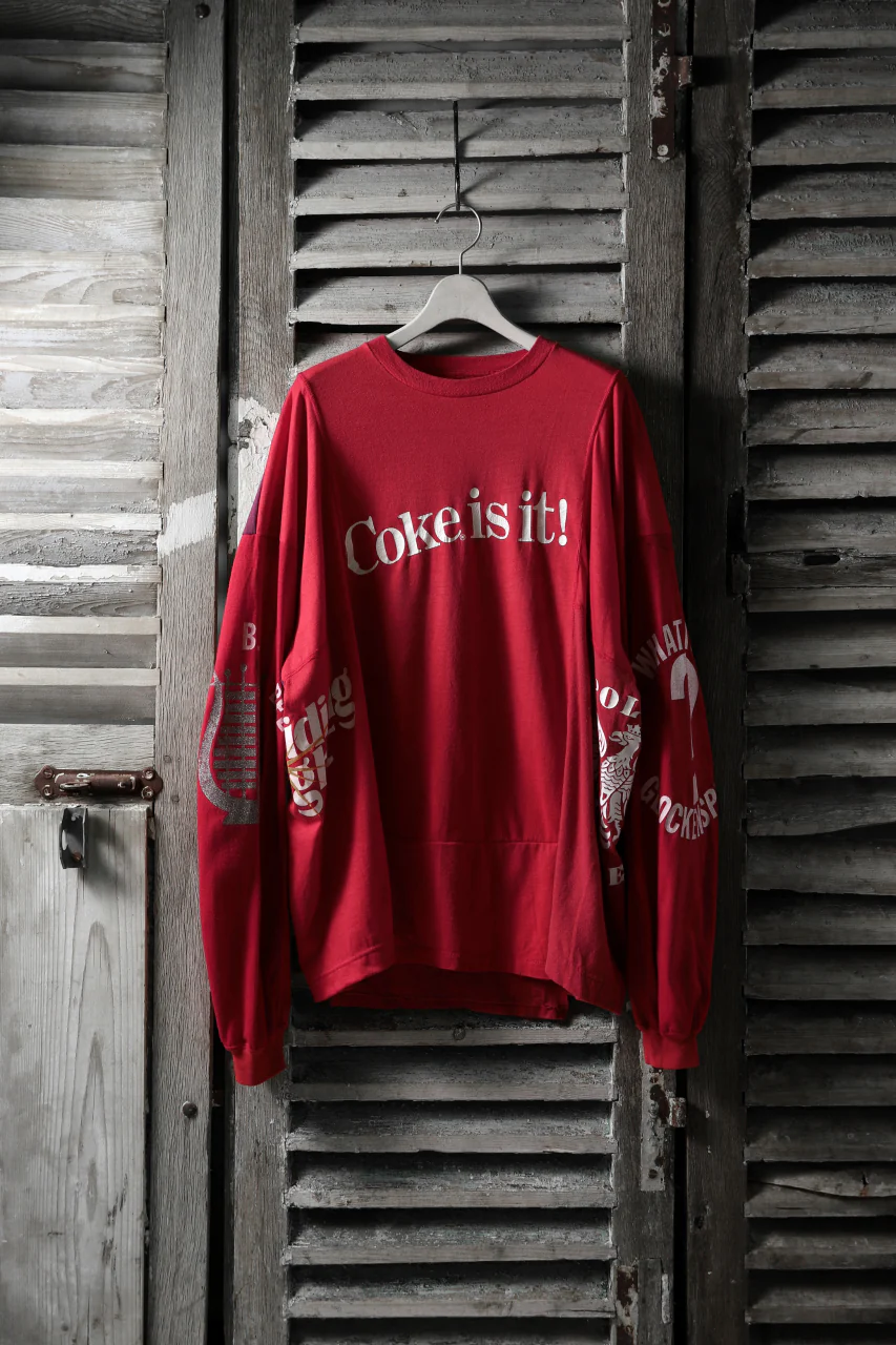 CHANGES VINTAGE REMAKE QUARTET PANEL LONG SLEEVE TEE (RED #Coke) - Image 3