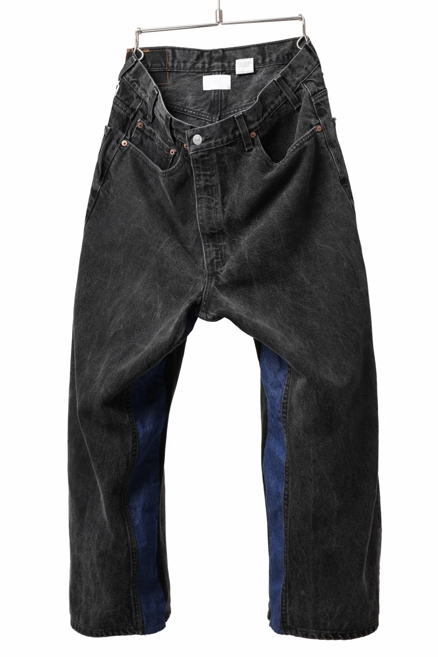 CHANGES VINTAGE REMAKE REGULAR FIT DENIM JOINT PANTS / VINTAGE DENIM (BLACK x INDIGO #A) - Image 2