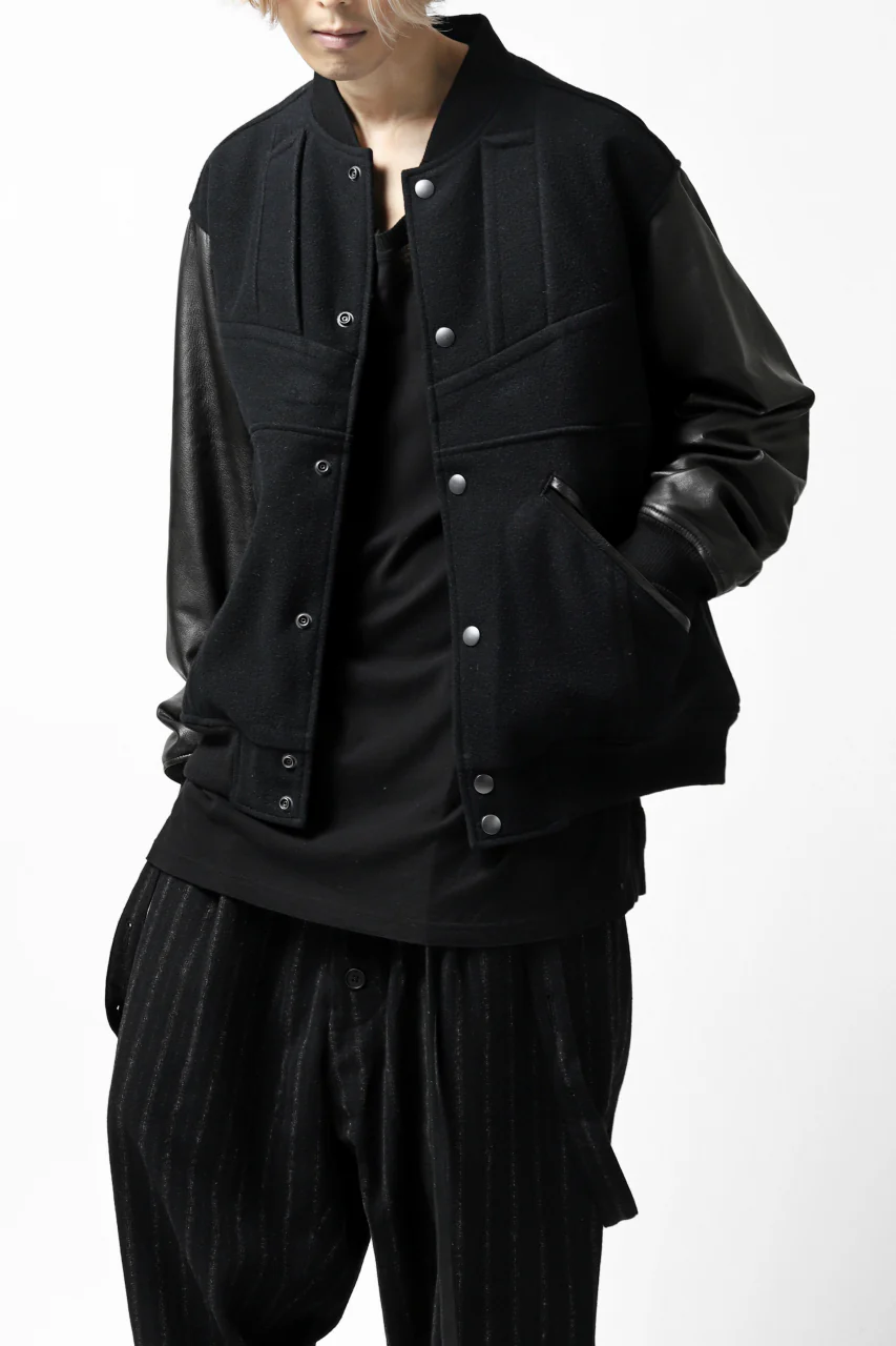 CHANGES VINTAGE REMAKE VARSITY JACKET (MULTI BLACK #A) - Image 2