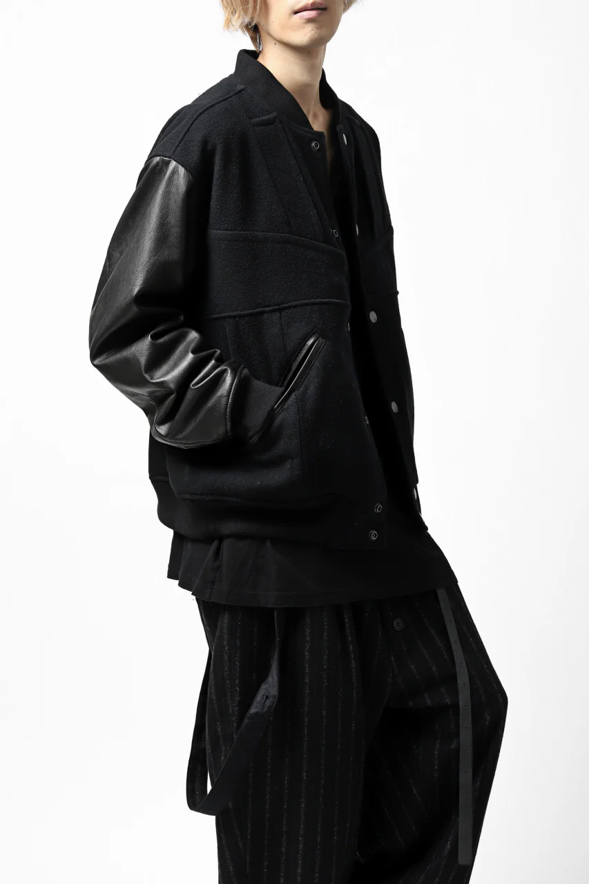 CHANGES VINTAGE REMAKE VARSITY JACKET (MULTI BLACK #A) - Image 3