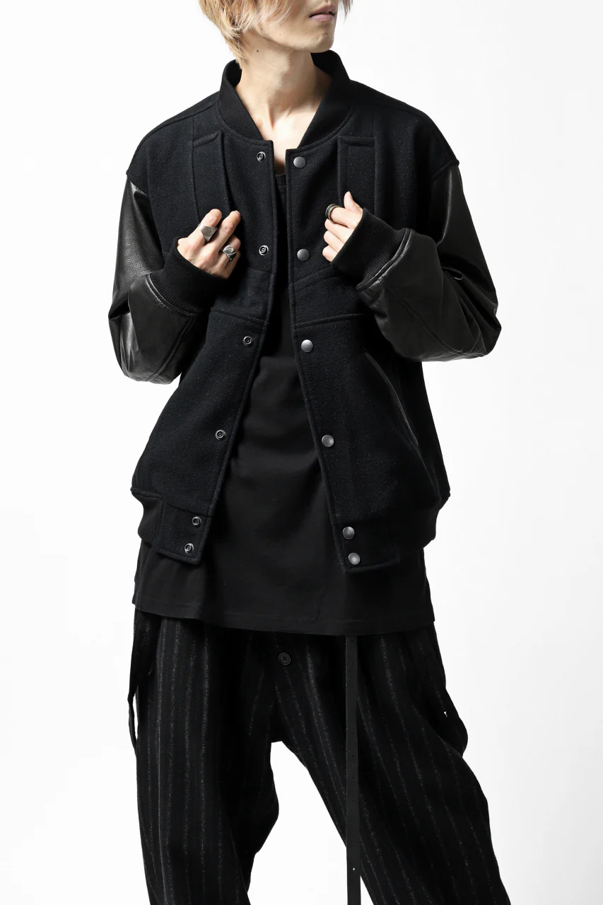 CHANGES VINTAGE REMAKE VARSITY JACKET (MULTI BLACK #A) - Image 4