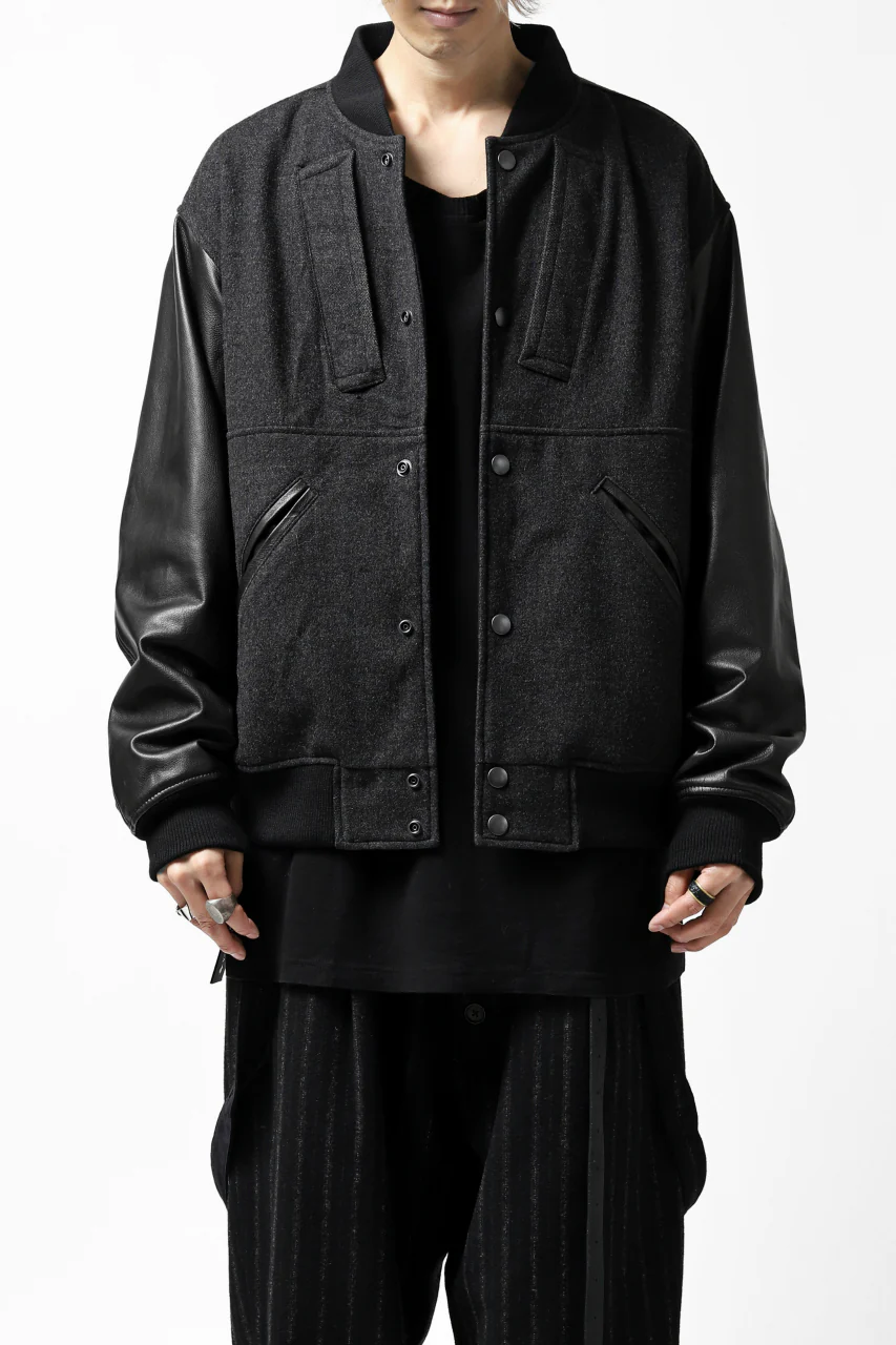CHANGES VINTAGE REMAKE VARSITY JACKET (MULTI BLACK #B) - Image 2