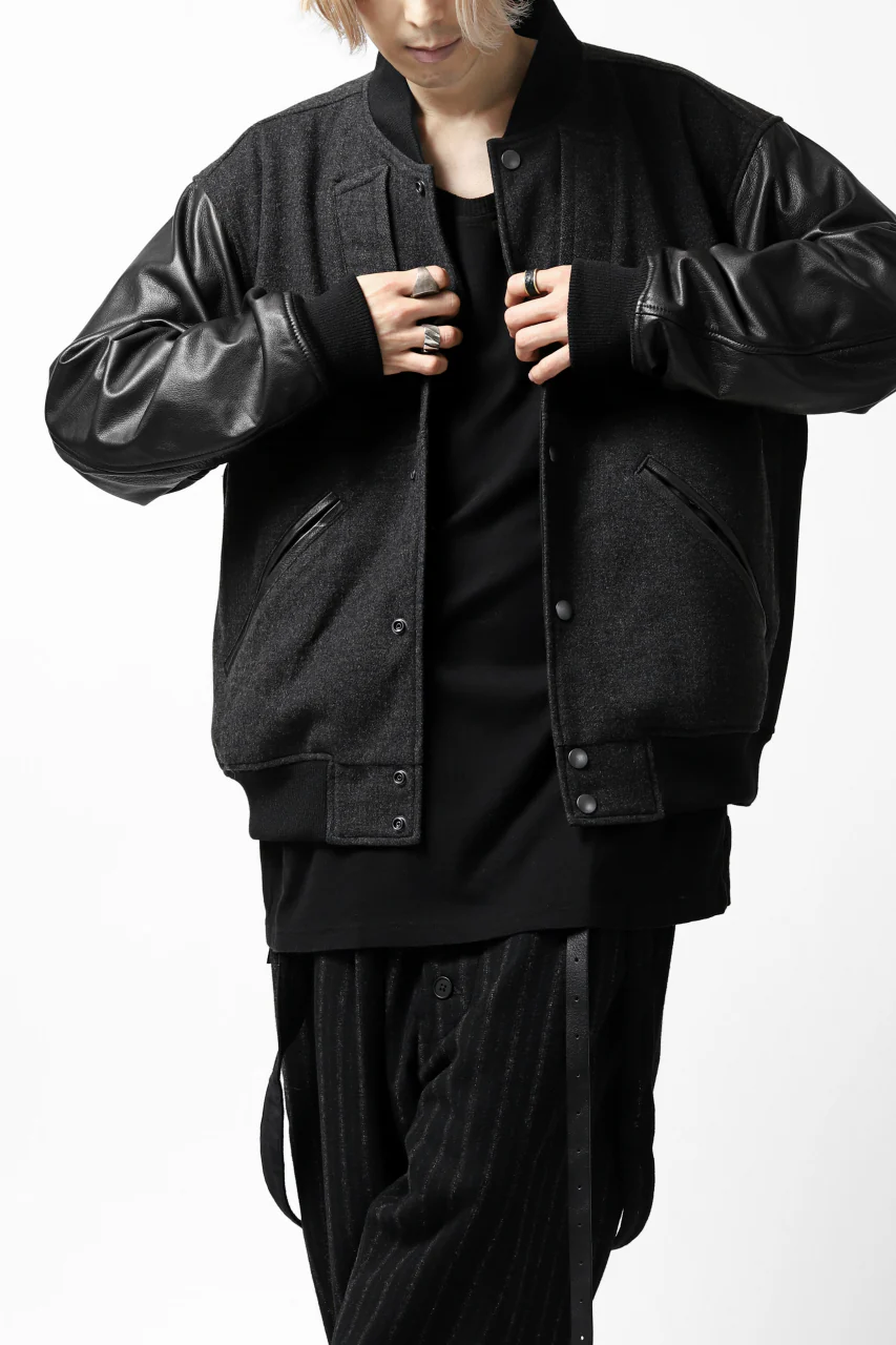 CHANGES VINTAGE REMAKE VARSITY JACKET (MULTI BLACK #B) - Image 24