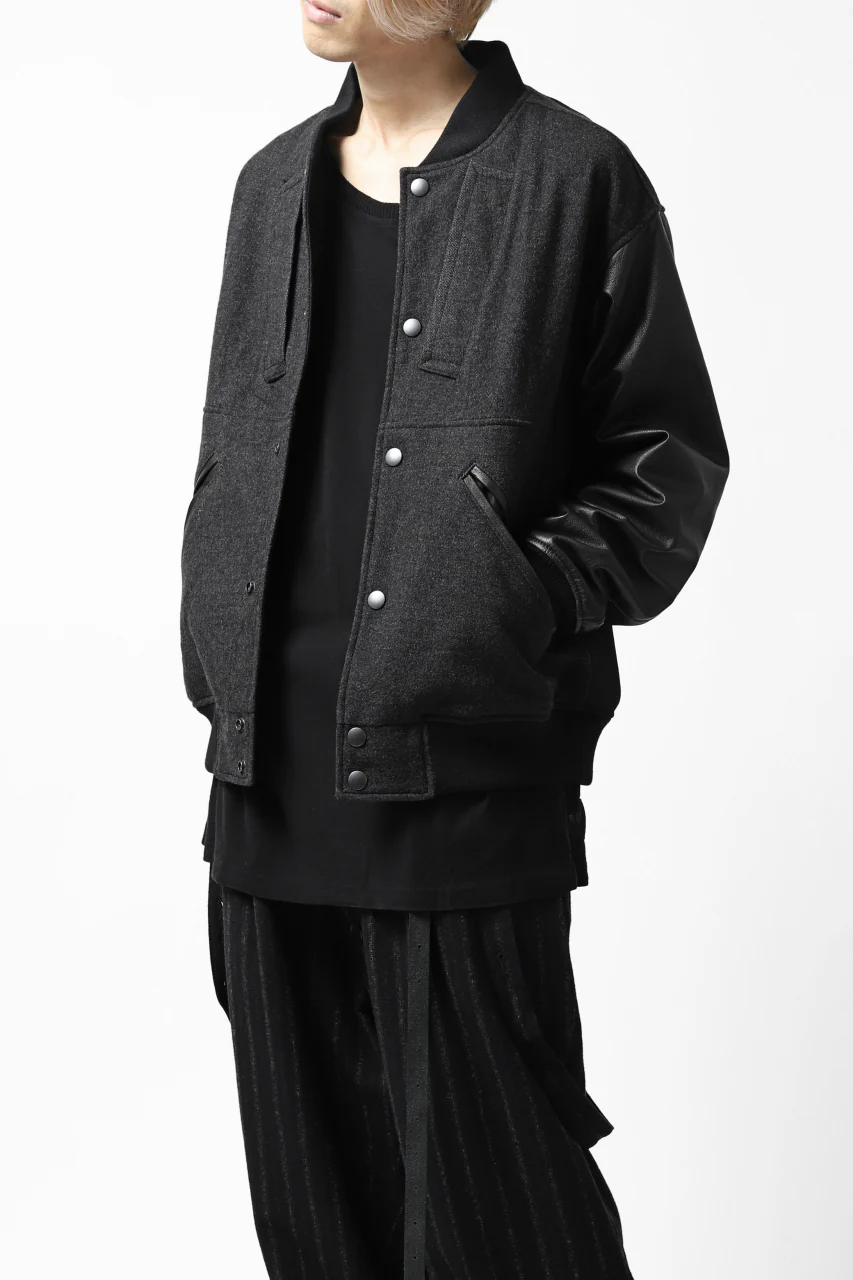 CHANGES VINTAGE REMAKE VARSITY JACKET (MULTI BLACK #B) - Image 3