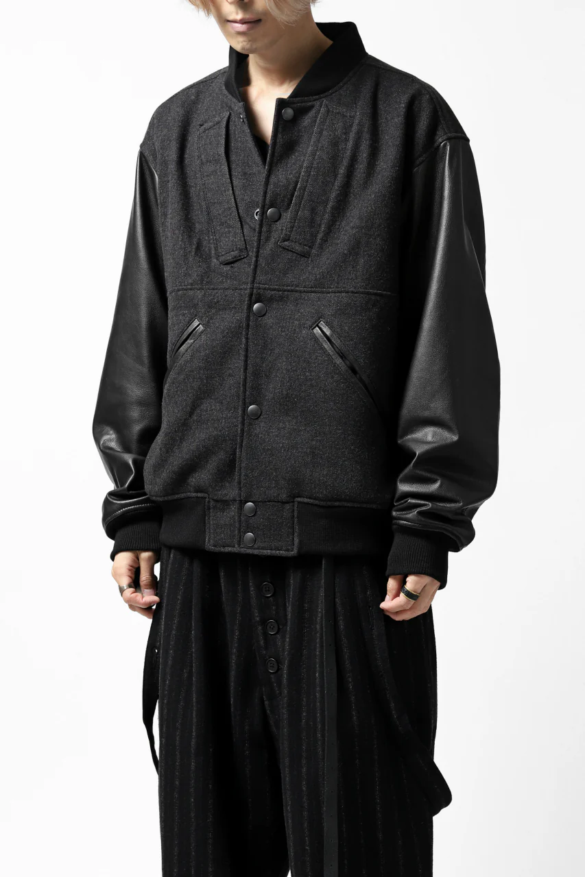 CHANGES VINTAGE REMAKE VARSITY JACKET (MULTI BLACK #B) - Image 6