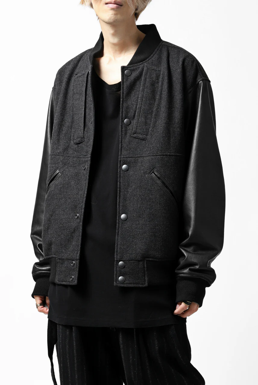CHANGES VINTAGE REMAKE VARSITY JACKET (MULTI BLACK #B) - Image 7