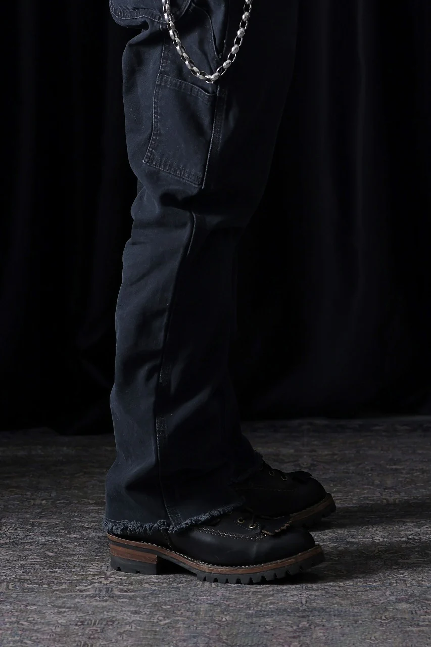 CHANGES x LOOM exclusive REMAKE REGULAR FIT CARPENTER PANTS / VINTAGE DUCK FABRIC (STONE WASHED) (BLACK #F) - Image 4