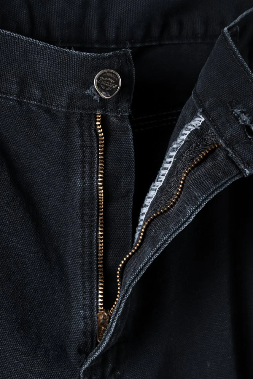 CHANGES x LOOM exclusive REMAKE REGULAR FIT CARPENTER PANTS / VINTAGE DUCK FABRIC (STONE WASHED) (BLACK #C) - Image 9