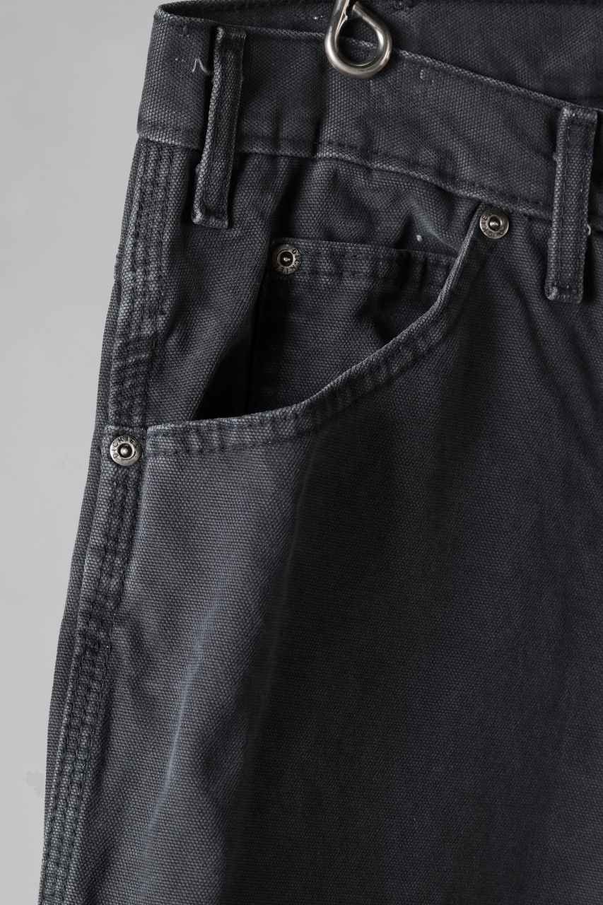 CHANGES x LOOM exclusive REMAKE REGULAR FIT CARPENTER PANTS / VINTAGE DUCK FABRIC (STONE WASHED) (BLACK #D) - Image 7