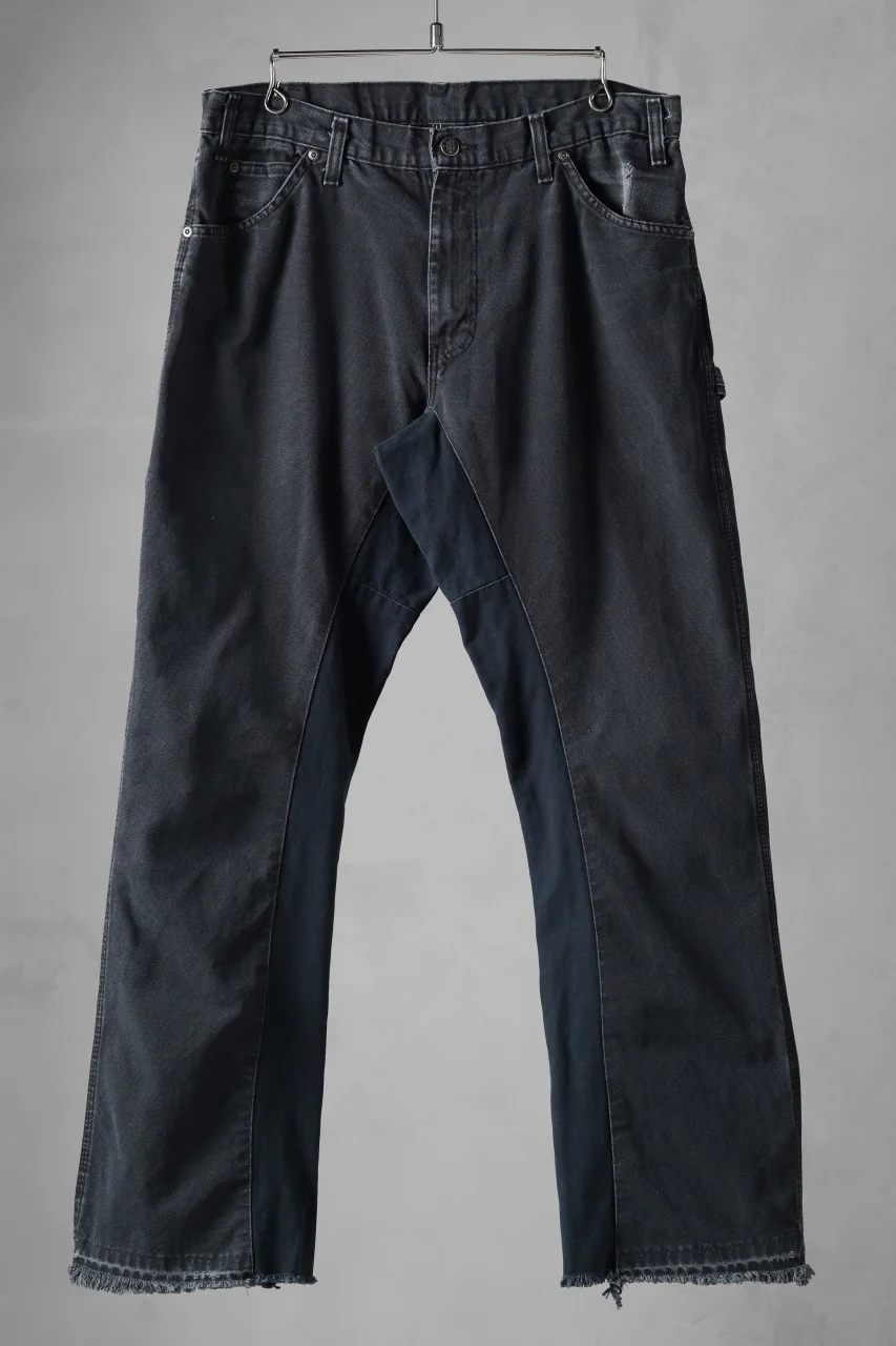 CHANGES x LOOM exclusive REMAKE REGULAR FIT CARPENTER PANTS / VINTAGE DUCK FABRIC (STONE WASHED) (BLACK #G) - Image 2