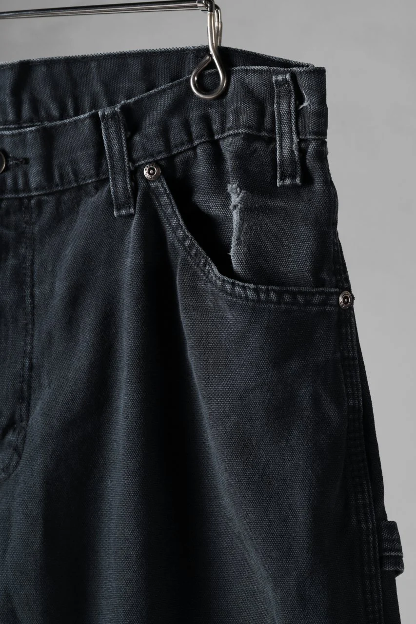 CHANGES x LOOM exclusive REMAKE REGULAR FIT CARPENTER PANTS / VINTAGE DUCK FABRIC (STONE WASHED) (BLACK #G) - Image 8