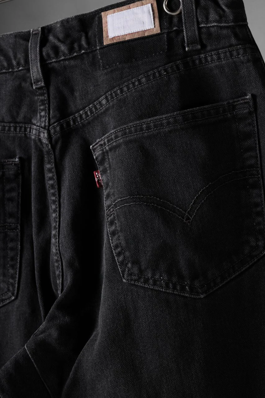 CHANGES x LOOM exclusive REMAKE REGULAR FIT DENIM PANTS / VINTAGE LEVI’S JEANS (BLACK #D) - Image 10