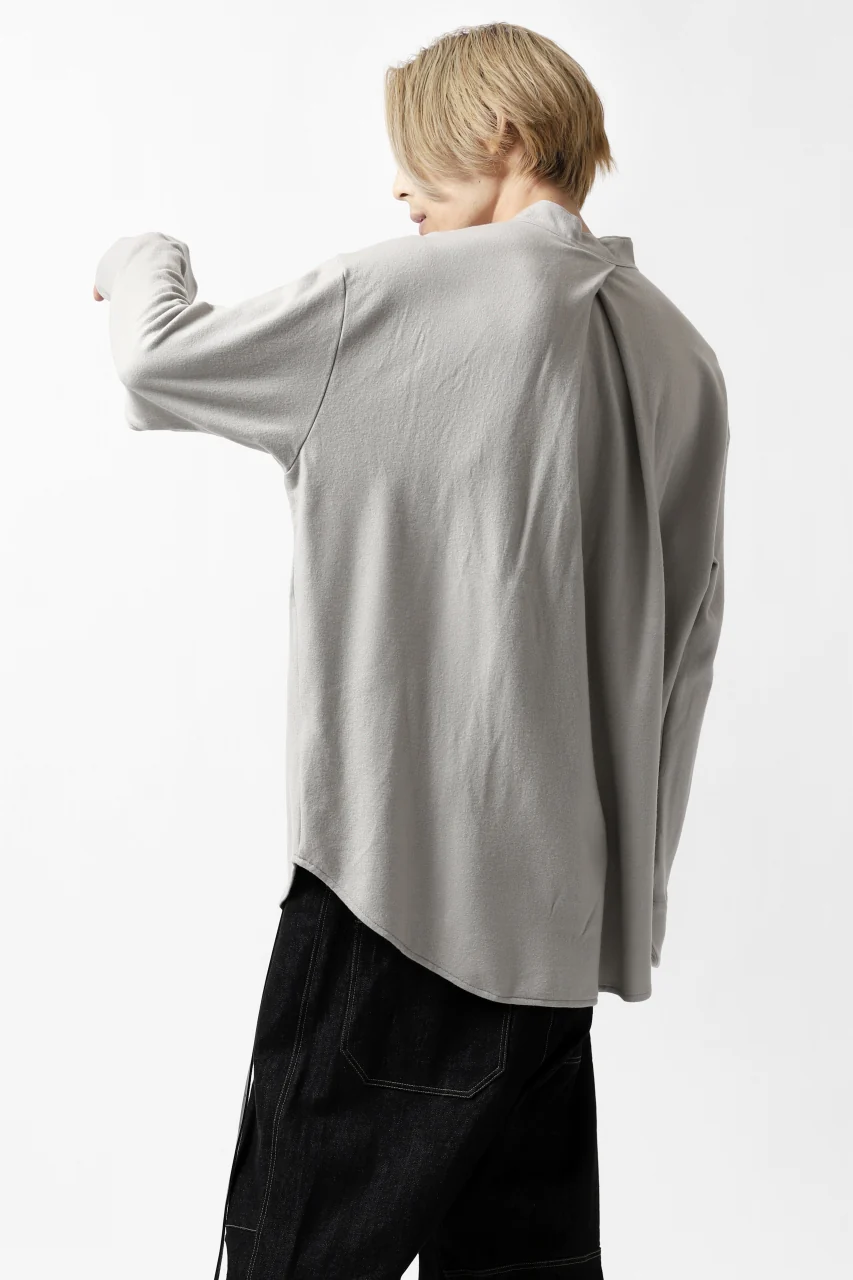 COLINA BANDED COLLAR PULLOVER SHIRT / SUPER 140s WASHABLE WOOL (GREIGE) - Image 14