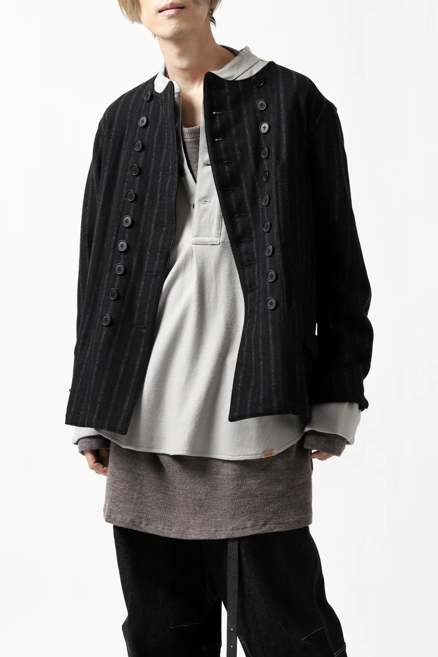 COLINA BANDED COLLAR PULLOVER SHIRT / SUPER 140s WASHABLE WOOL (GREIGE) - Image 18
