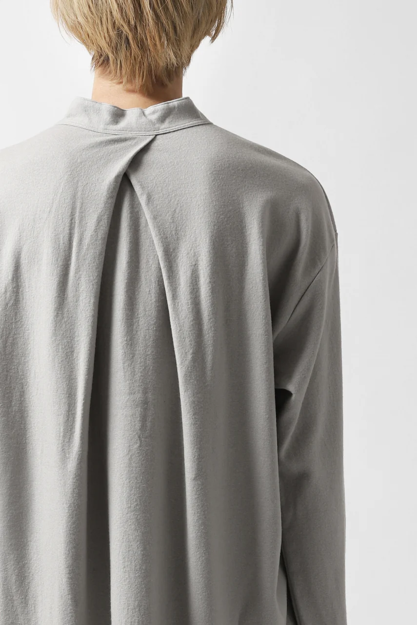 COLINA BANDED COLLAR PULLOVER SHIRT / SUPER 140s WASHABLE WOOL (GREIGE) - Image 24